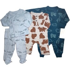Carter's Just One You Newborn‎ Baby Boy Outfit Lot Shark Bear Animals Jumpsuit